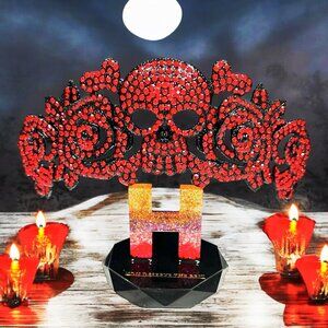 Halloween crown, Black crown, Crystal red crown, Evil Queen crown, Witch crown